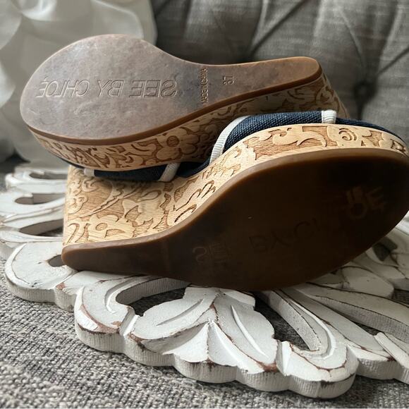 See by Chloe Platform Wedge Sandals Shoes Women’s 37 US 7 - Picture 12 of 14